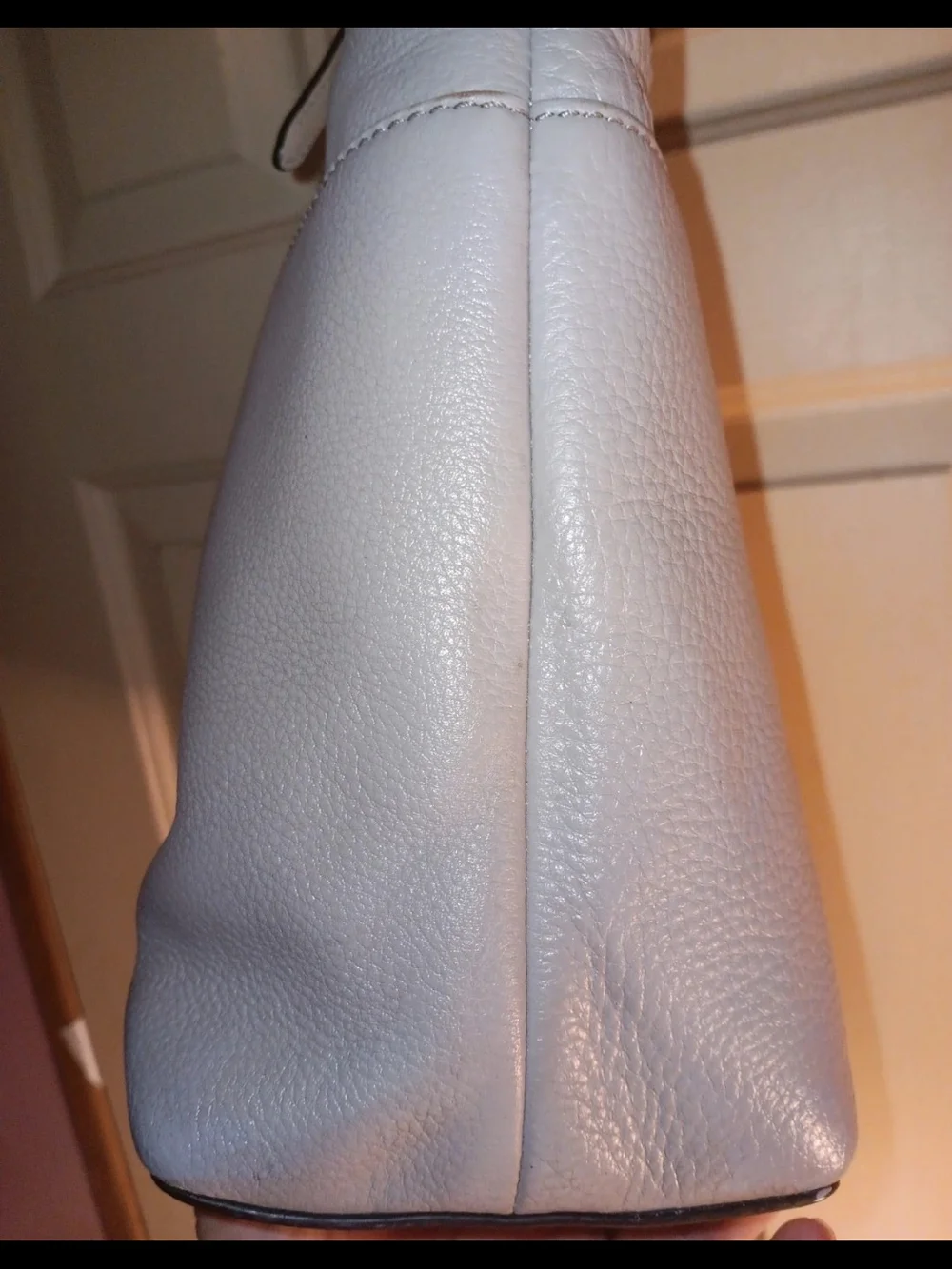Michael Kors Grey Leather Tote Bag with Cream Straps